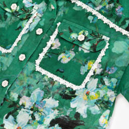 Zimmermann-Girls Green Blossom Cotton Top | Childrensalon Outlet