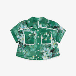 Zimmermann-Girls Green Blossom Cotton Top | Childrensalon Outlet