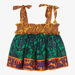 Zimmermann-Girls Green & Gold Paisley Blouse | Childrensalon Outlet