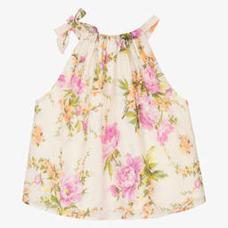 Zimmermann-توب قطن جيرسي لون عاجي بطبعة ورود للبنات | Childrensalon Outlet