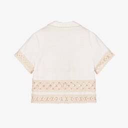 Zimmermann-بلوزة قطنية عاجية للبنات مزينة بالكروشيه | Childrensalon Outlet