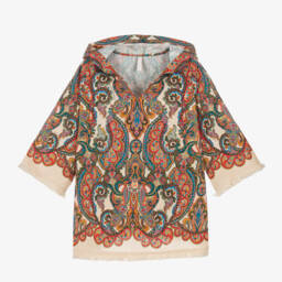 Zimmermann-Girls Ivory Paisley Hooded Kaftan | Childrensalon Outlet