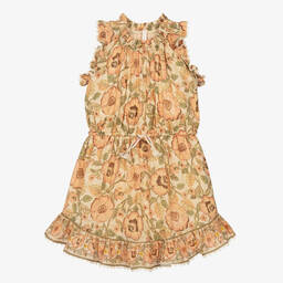 Zimmermann-Girls Ivory & Pink Floral Cotton Dress | Childrensalon Outlet