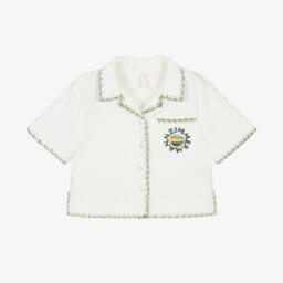 Zimmermann-Girls Ivory Textured Cotton Blouse | Childrensalon Outlet