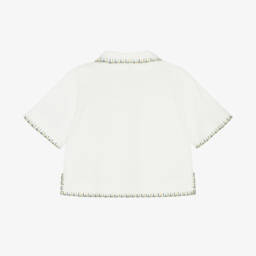 Zimmermann-Girls Ivory Textured Cotton Blouse | Childrensalon Outlet