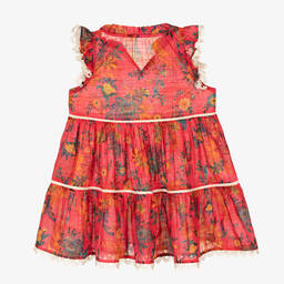 Zimmermann-فستان قطن لون زهري فيوشيا بطبعة ورود | Childrensalon Outlet