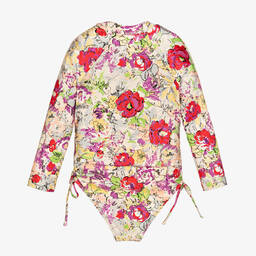 Zimmermann-Girls Pink Peony Floral Zip-Up Swimsuit | Childrensalon Outlet