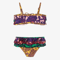 Zimmermann-Girls Purple & Gold Paisley Bikini | Childrensalon Outlet