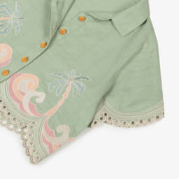 Zimmermann-Блузка из хлопка с вышивкой для девочек в цвете шалфей | Childrensalon Outlet