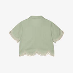 Zimmermann-Блузка из хлопка с вышивкой для девочек в цвете шалфей | Childrensalon Outlet