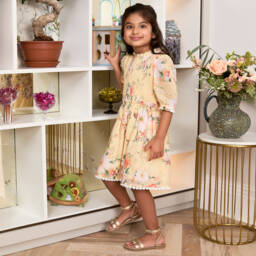 Zimmermann-فستان بناتي مشرق بنقشة الأزهار من قماش الفوال | Childrensalon Outlet