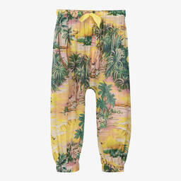 Zimmermann-Girls Yellow Cotton Palm Tree Trousers | Childrensalon Outlet