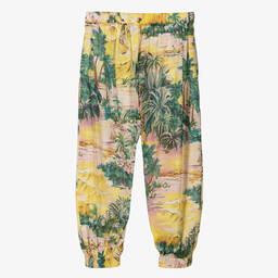 Zimmermann-Girls Yellow Cotton Palm Tree Trousers | Childrensalon Outlet