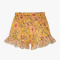 Zimmermann-Girls Yellow Floral Cotton Shorts | Childrensalon Outlet