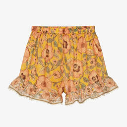 Zimmermann-Girls Yellow Floral Cotton Shorts | Childrensalon Outlet
