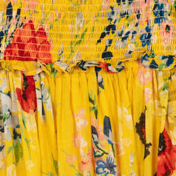 Zimmermann-Girls Yellow Floral Shirred Cotton Dress | Childrensalon Outlet