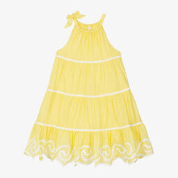 Zimmermann-Girls Yellow Ric Rac Cotton Dress | Childrensalon Outlet