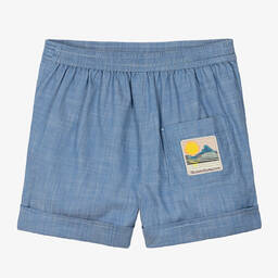 Zimmermann-Teen Girls Blue Cotton Chambray Shorts | Childrensalon Outlet