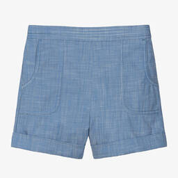 Zimmermann-Teen Girls Blue Cotton Chambray Shorts | Childrensalon Outlet