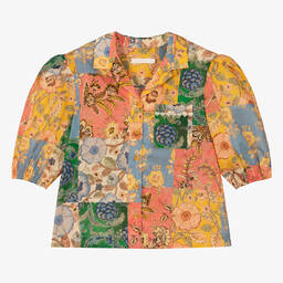 Zimmermann-Teen Girls Blue Floral Patchwork Blouse | Childrensalon Outlet