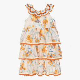 Zimmermann-Кремовое хлопковое платье с цветами и вязаным крючком кружевом | Childrensalon Outlet