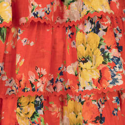 Zimmermann-Teen Girls Red Tiered Floral Dress | Childrensalon Outlet