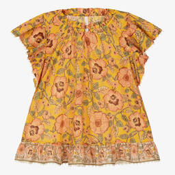 Zimmermann-Желтая хлопковая блузка с цветами для подростков | Childrensalon Outlet