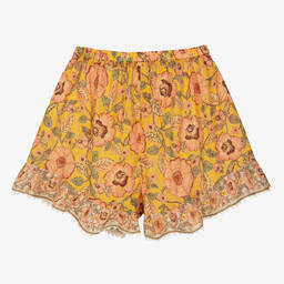 Zimmermann-Teen Girls Yellow Floral Cotton Shorts | Childrensalon Outlet
