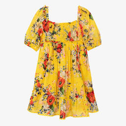 Zimmermann-Teen Girls Yellow Floral Puff Sleeve Dress | Childrensalon Outlet