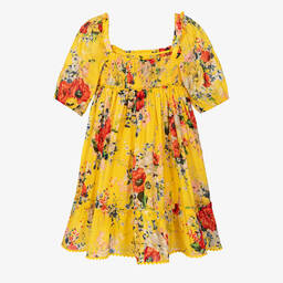 Zimmermann-Teen Girls Yellow Floral Puff Sleeve Dress | Childrensalon Outlet