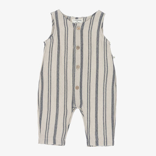 1 + in the family-Gestreifter Overall in Beige & Blau | Childrensalon Outlet
