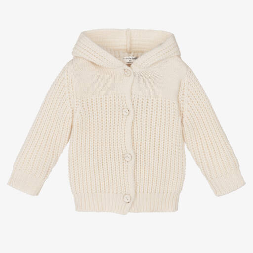 1 + in the family-Baby Boys Ivory Knit Hooded Cardigan | Childrensalon Outlet