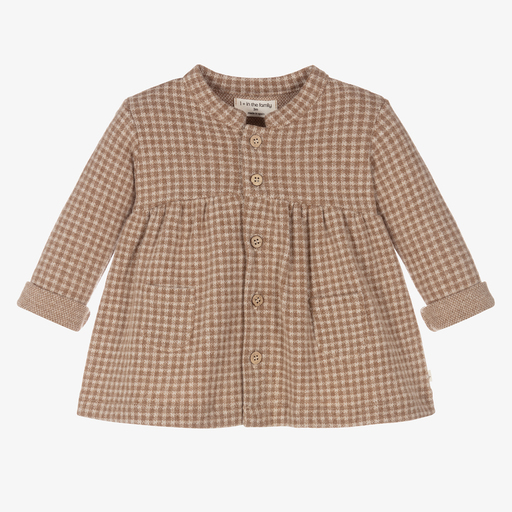 1 + in the family-Baby Girls Beige Checked Dress | Childrensalon Outlet