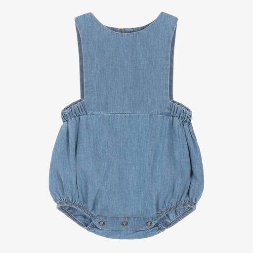 1 + in the family-Baby Girls Blue Cotton Chambray Shortie | Childrensalon Outlet