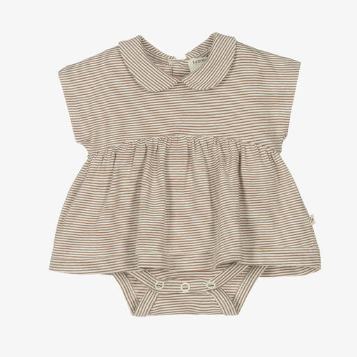 1 + in the family-Baby Girls Ivory & Brown Striped Dress | Childrensalon Outlet