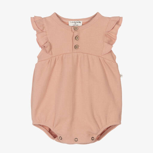 1 + in the family-Barboteuse rose en coton bébé fille | Childrensalon Outlet