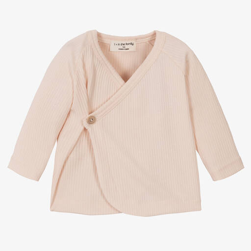 1 + in the family-Baby Girls Pink Ribbed Cotton Jersey Top | Childrensalon Outlet