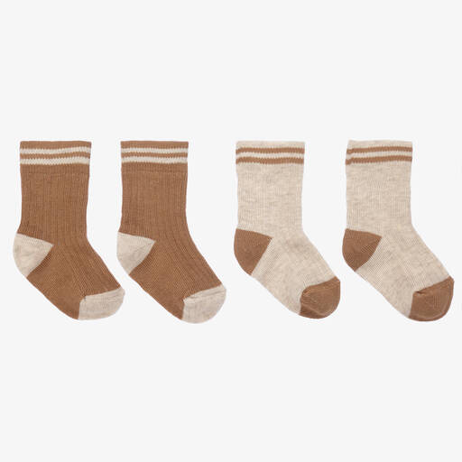 1 + in the family-جوارب مزيج قطن لون بيج وبني للأطفال (عدد 2) | Childrensalon Outlet