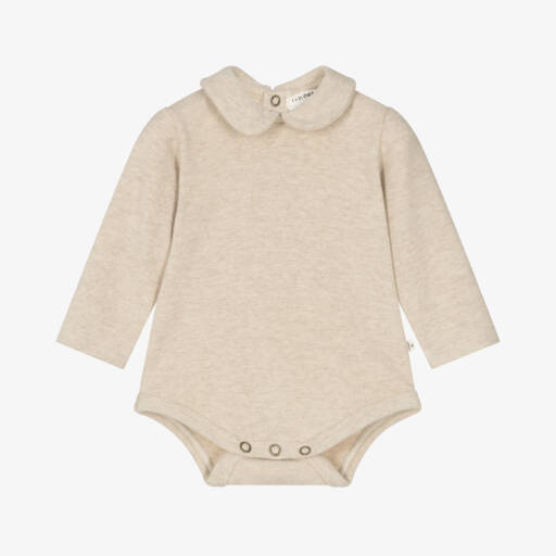 1 + in the family-Beige Cotton Bodysuit | Childrensalon Outlet