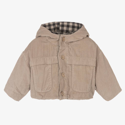 1 + in the family-Beige Cotton Corduroy Jacket | Childrensalon Outlet