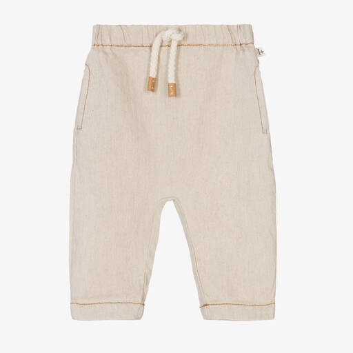 1 + in the family-Beige Linen Trousers | Childrensalon Outlet