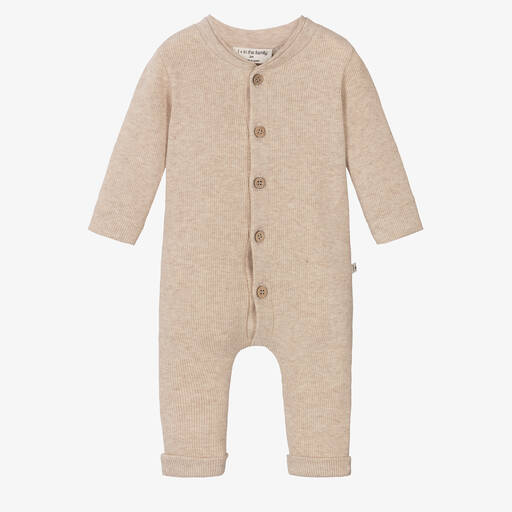 1 + in the family-Beige Ribbed Cotton Romper | Childrensalon Outlet