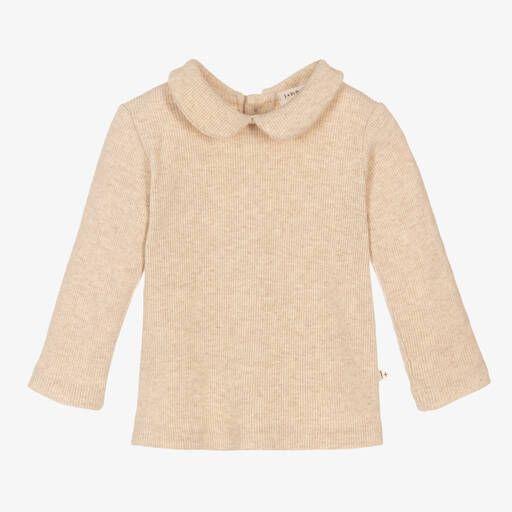 1 + in the family-Beige Ribbed Cotton Top | Childrensalon Outlet