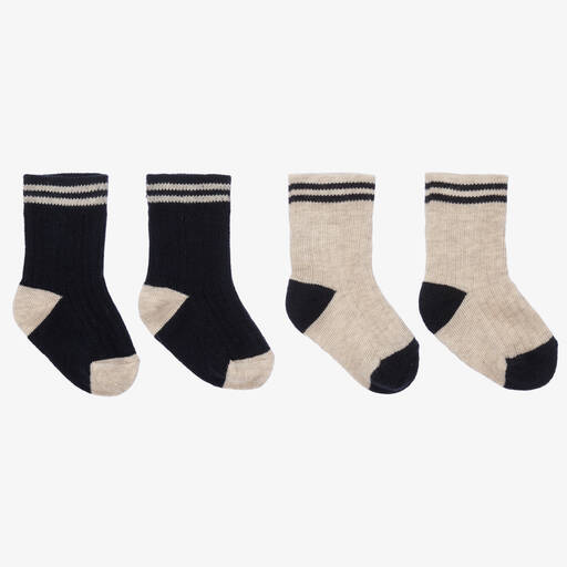 1 + in the family-جوارب مزيج قطن لون بيج وكحلي (عدد 2) | Childrensalon Outlet