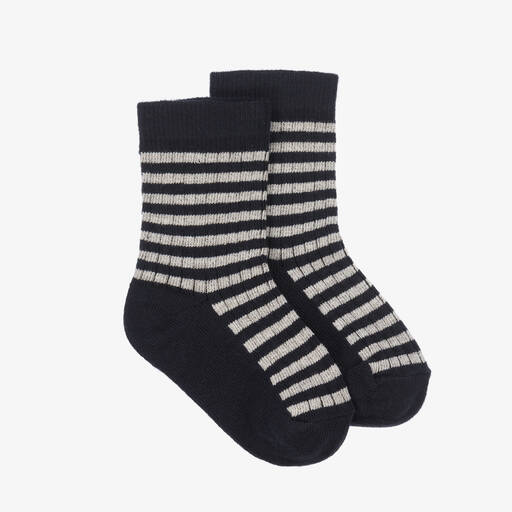 1 + in the family-Blue & Grey Striped Ankle Socks | Childrensalon Outlet
