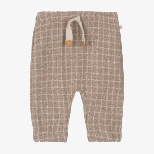 1 + in the family-Boys Beige Checked Cotton Trousres | Childrensalon Outlet