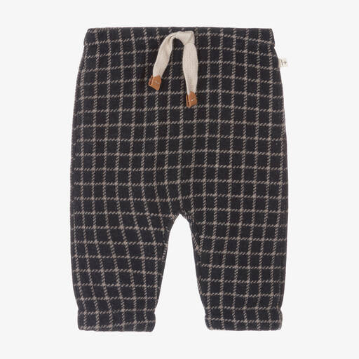 1 + in the family-Boys Blue & Beige Checked Cotton Trousers | Childrensalon Outlet