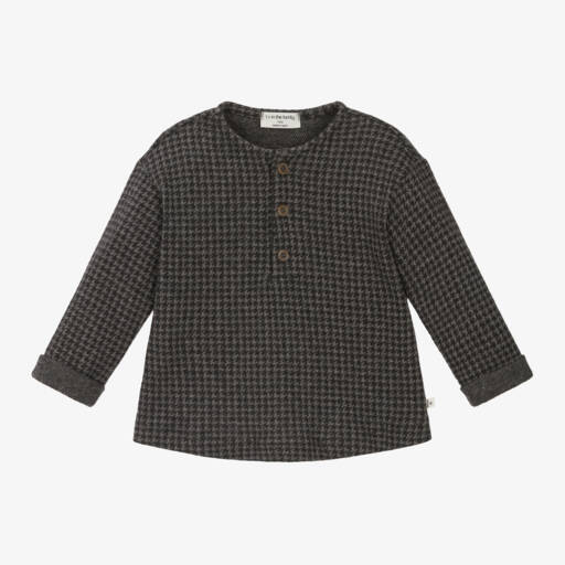 1 + in the family-Boys Grey Houndstooth Cotton Shirt | Childrensalon Outlet
