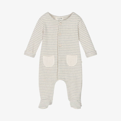 1 + in the family-Boys Grey Stripe Knit Babygrow | Childrensalon Outlet