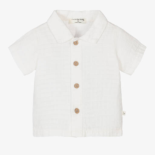 1 + in the family-Boys Ivory Cotton Shirt | Childrensalon Outlet